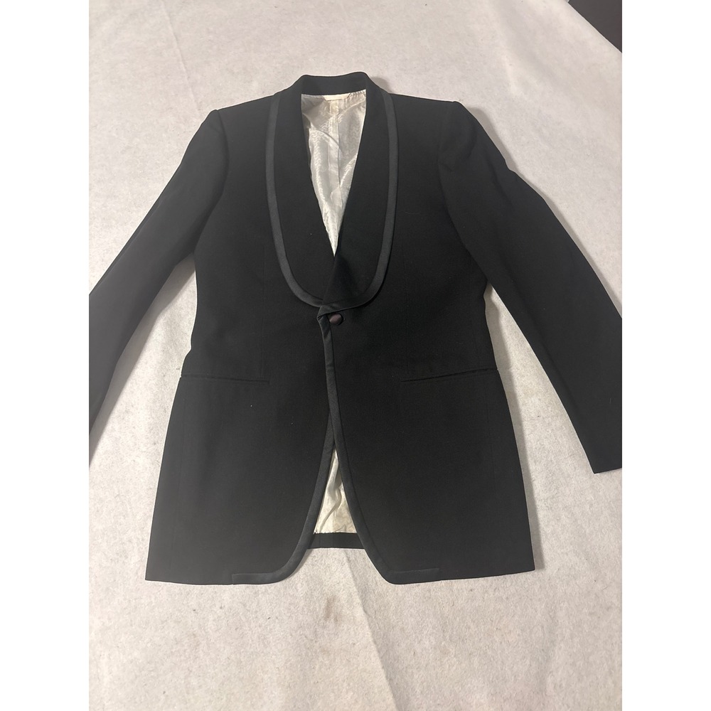 Alba Tuxedo Blazer Mens Black Shawl Lapel Satin Formal Jacket sz 36R
